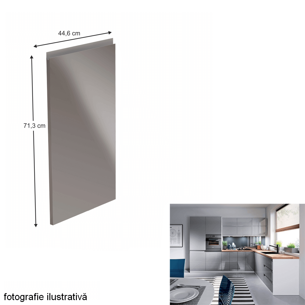Uşă pentru maşina de spălat vase, alb/gri HG extra lucios, 44,6x71,3, AURORA