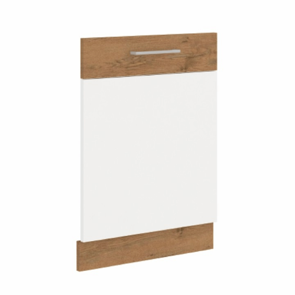 Uşă pentru maşina de spălat vase încorporată, stejar Lancelot/alb extra lucios HG, VEGA ZM 713x596