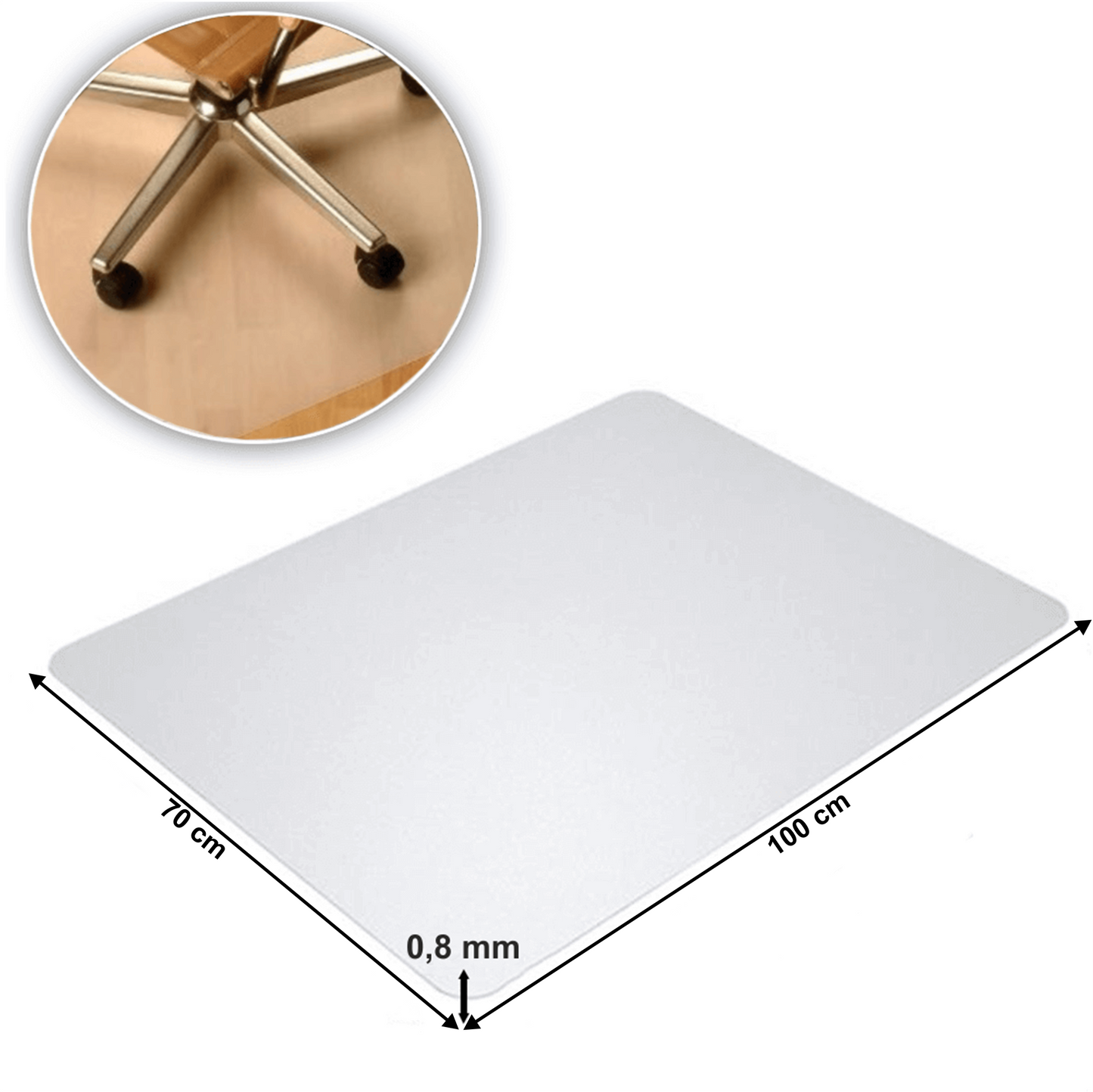 Protecţie podea sub scaun, transparent, 100x70 cm, 0,8 mm, ELLIE NEW TIP 6