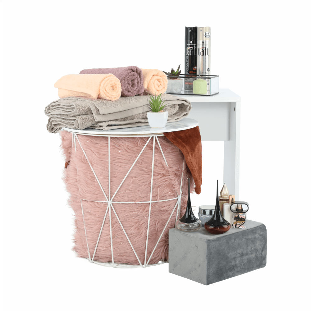 Măsuţă auxiliară, marmură/alb, ENPLO