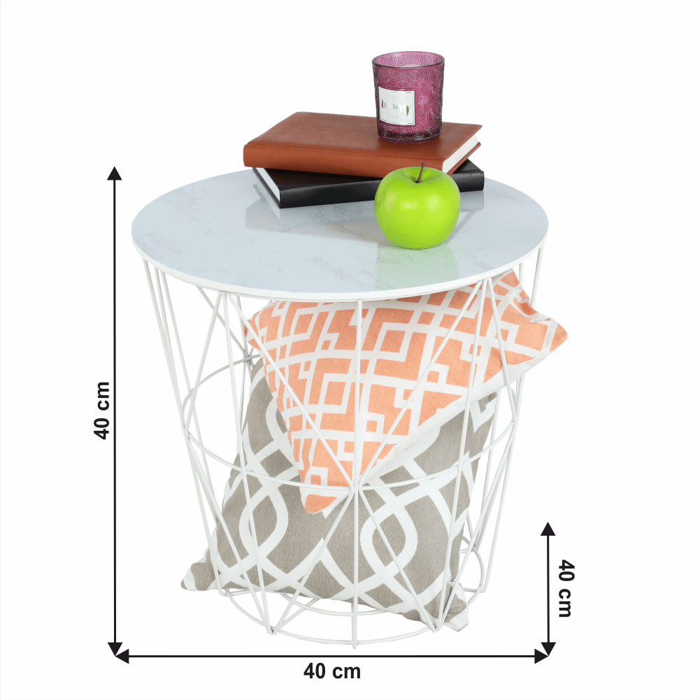 Măsuţă auxiliară, marmură/alb, ENPLO