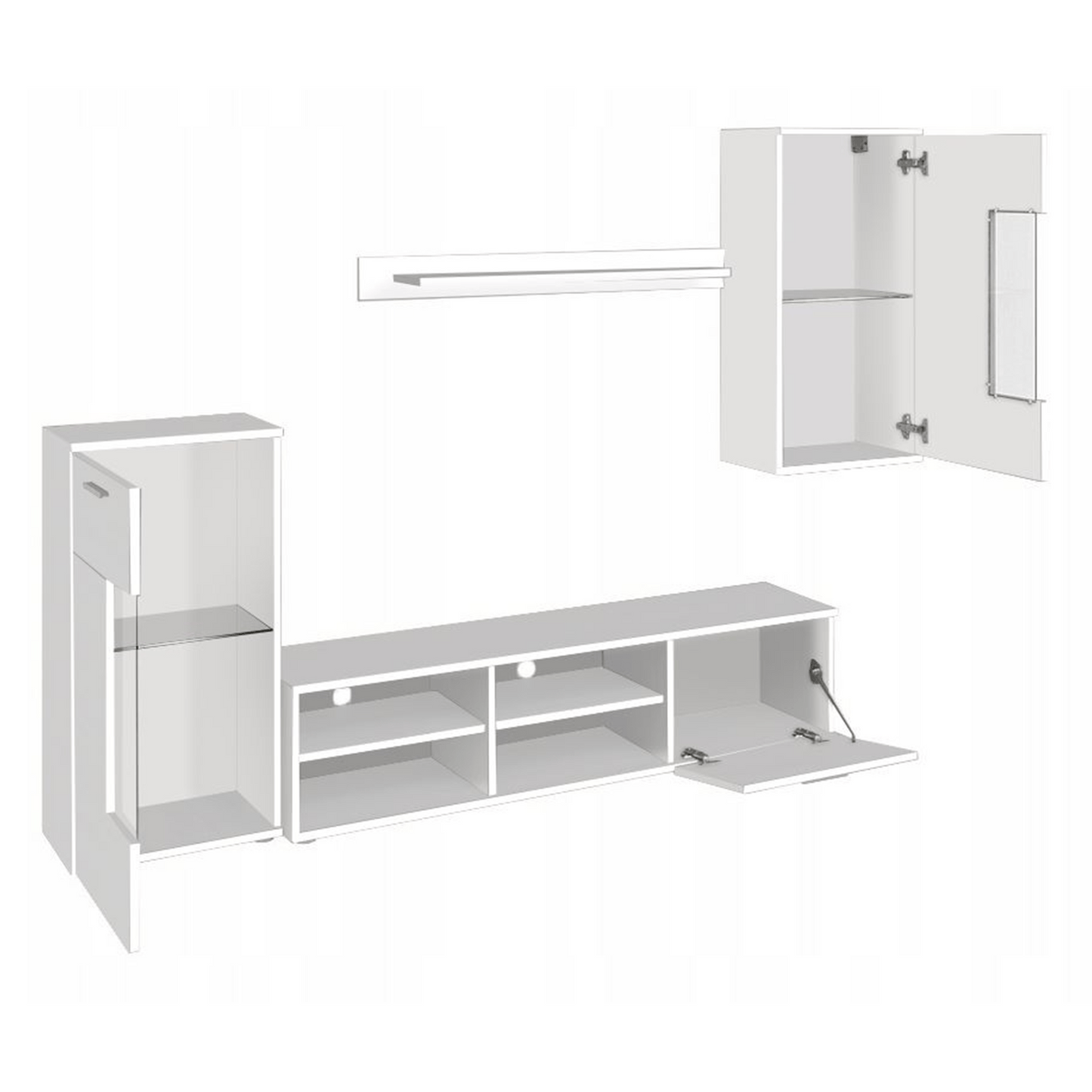 Mobilier de perete living, alb, DTD foliat, FRONTAL 1 NEW