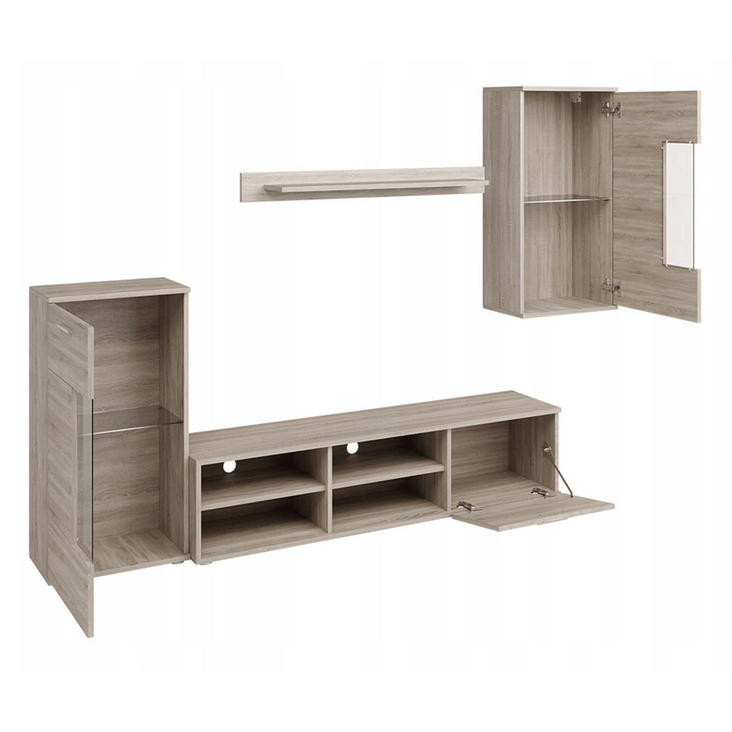 Mobilier de perete living, stejar sonoma, material DTD, FRONTAL 1 NEW