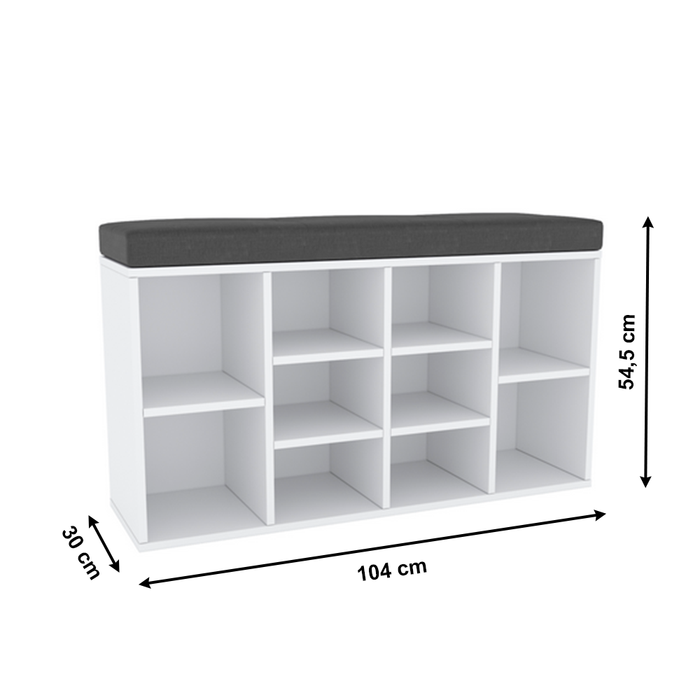 Suport pentru pantofi cu bancă, albă, FADDY TIP M 1779