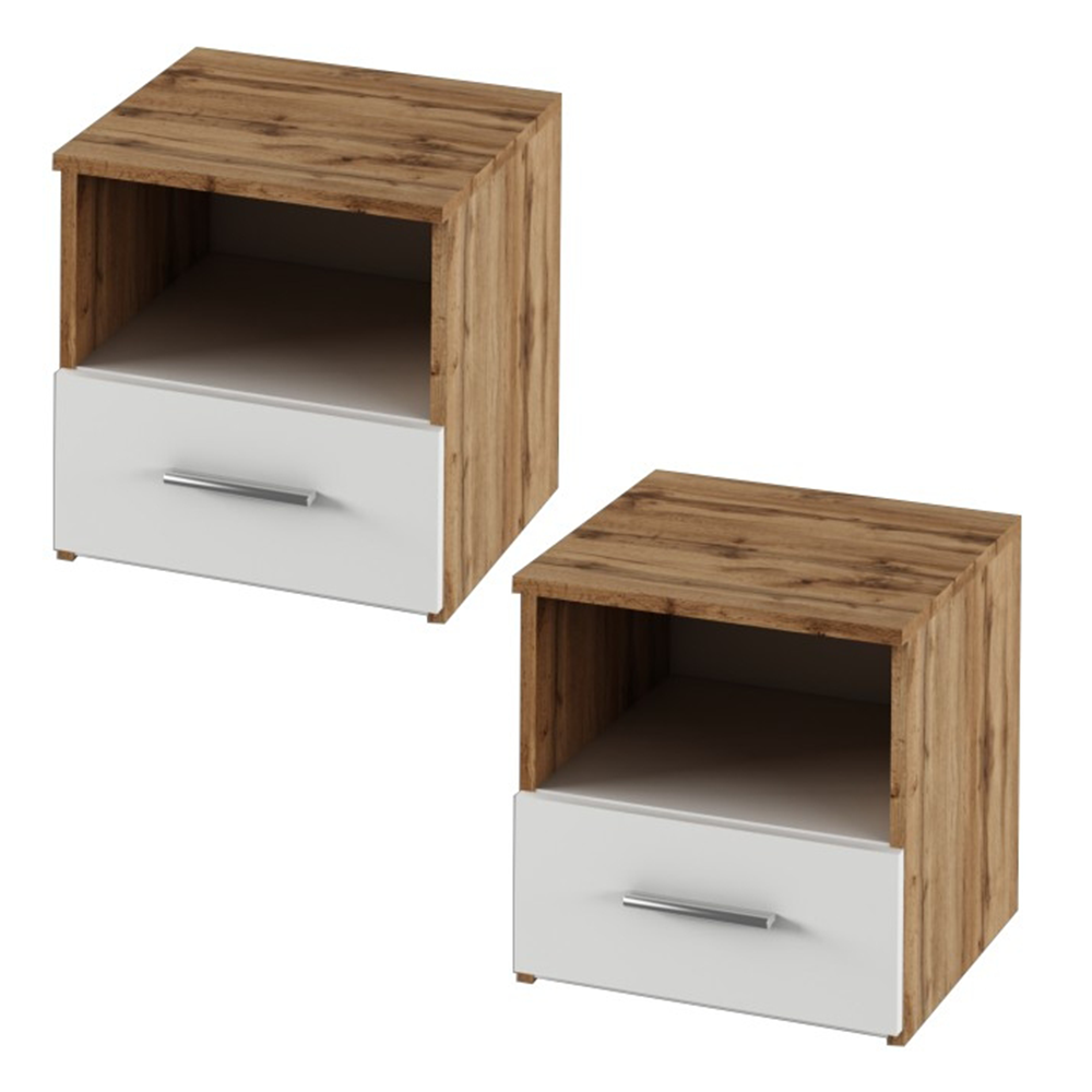 Set dormitor (pat 180x200 cm), stejar wotan/ alb, GABRIELA NEW