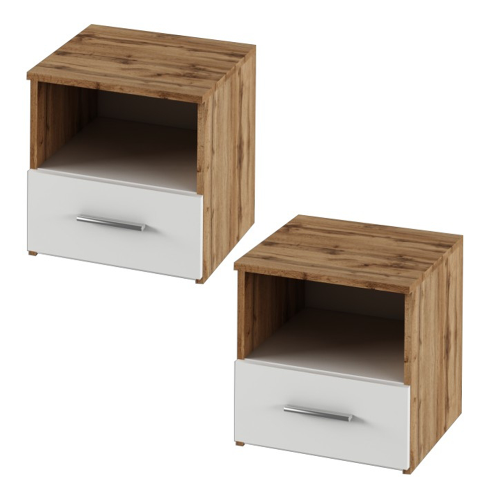 Set dormitor (pat 160x200 cm), stejar wotan/alb, GABRIELA NEW