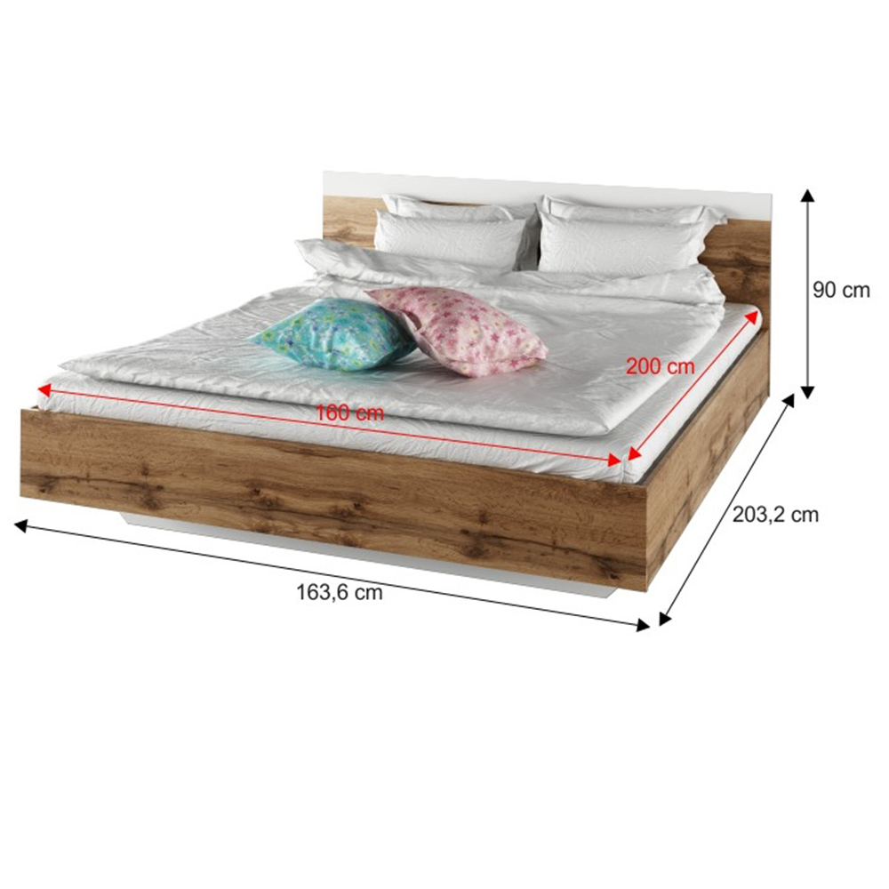 Set dormitor (pat 160x200 cm), stejar wotan/alb, GABRIELA NEW