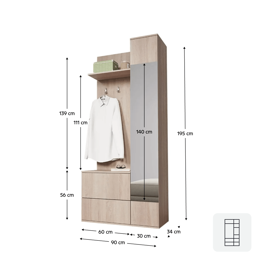 Ansamblu pentru hol, stejar sonoma, GADIS