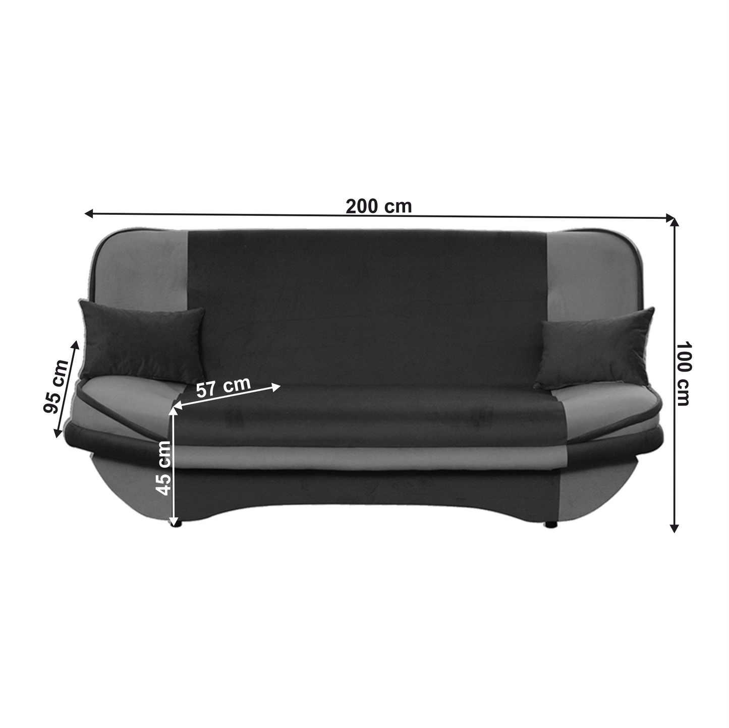 Canapea extensibilă, gri deschis/gri închis, GURU