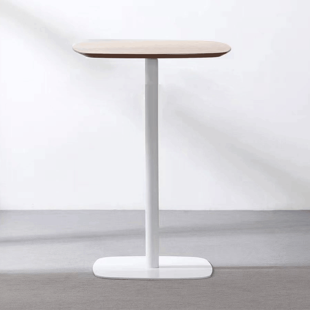 Masă de bar, stejar / alb, MDF / metal, diametru 60 cm, HARLOV