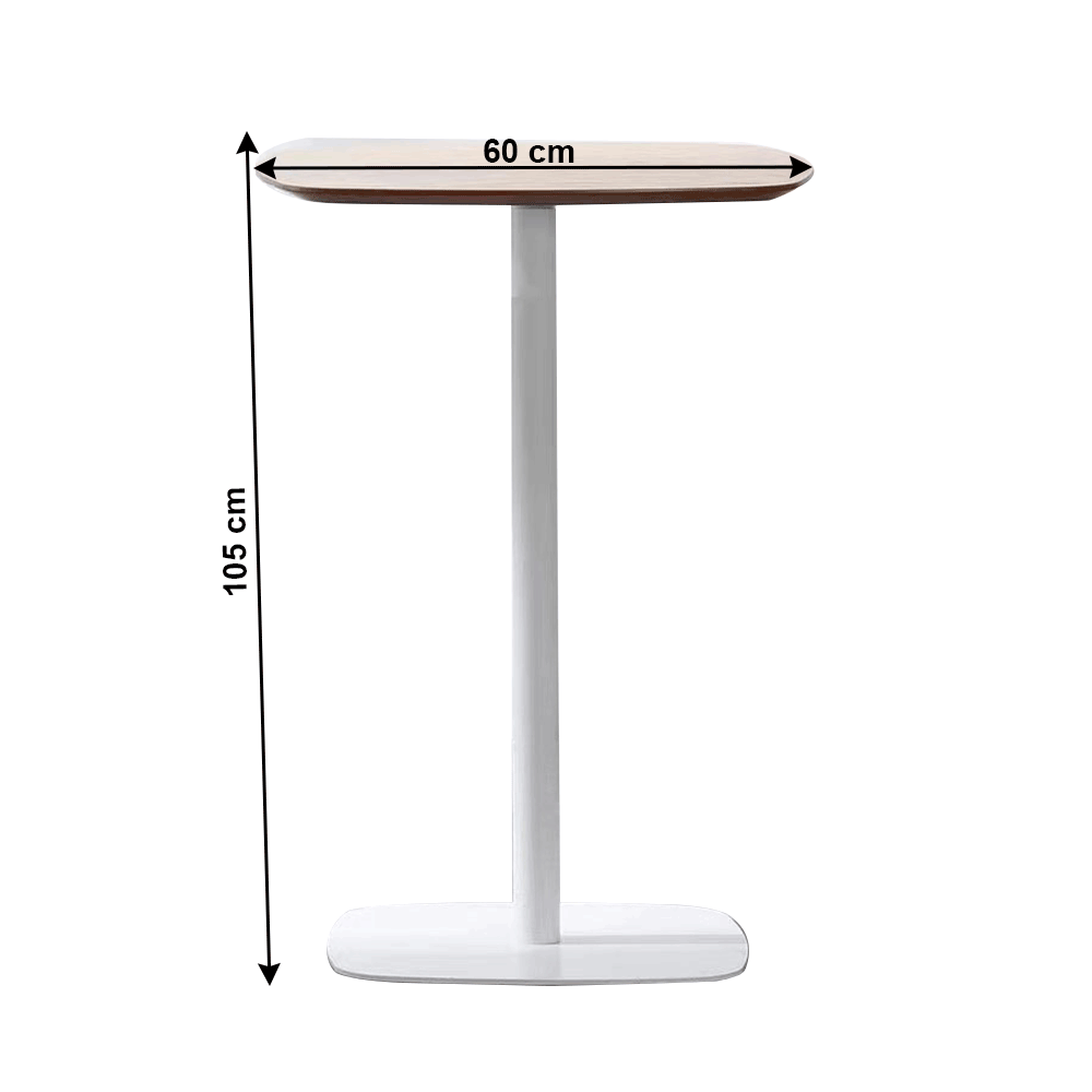 Masă de bar, stejar / alb, MDF / metal, diametru 60 cm, HARLOV