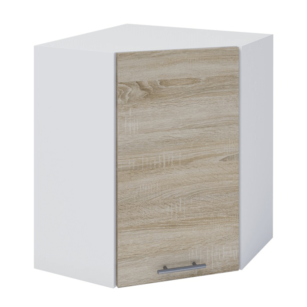 Dulap superior de colţ, stejar sonoma/alb, FABIANA W - 60N