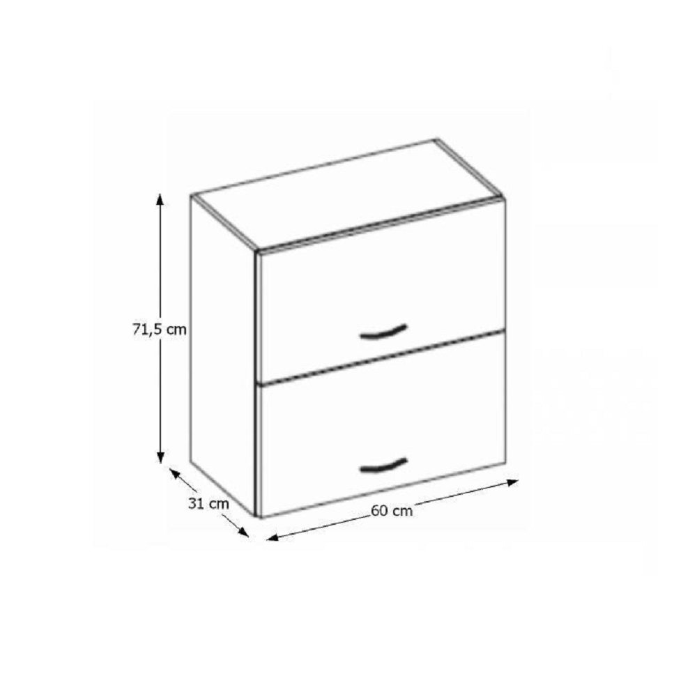 Dulap superior, crem extra lucios, PRADO 60 GU-72