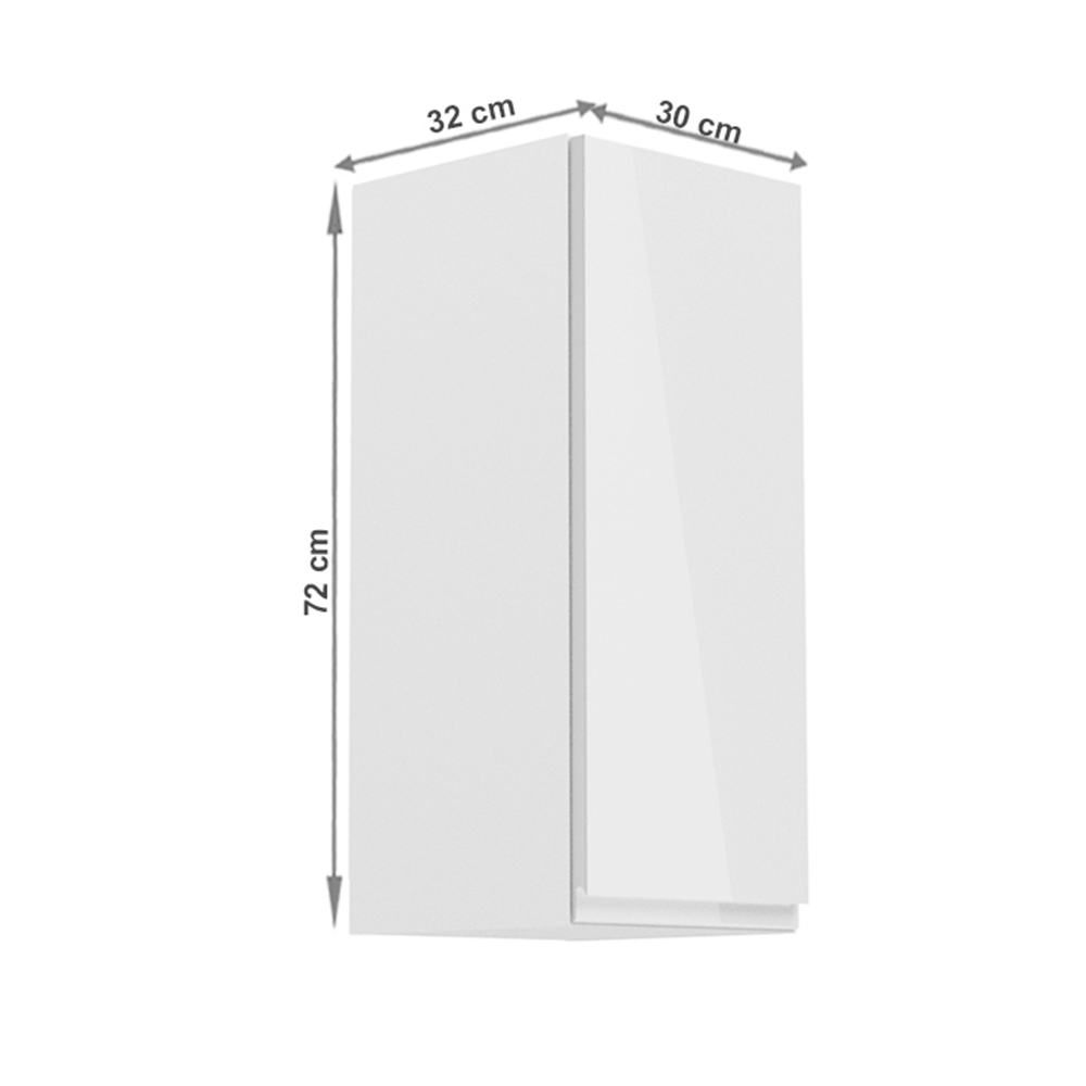 Dulap superior, alb / alb extra lucios, de dreapta, AURORA G31