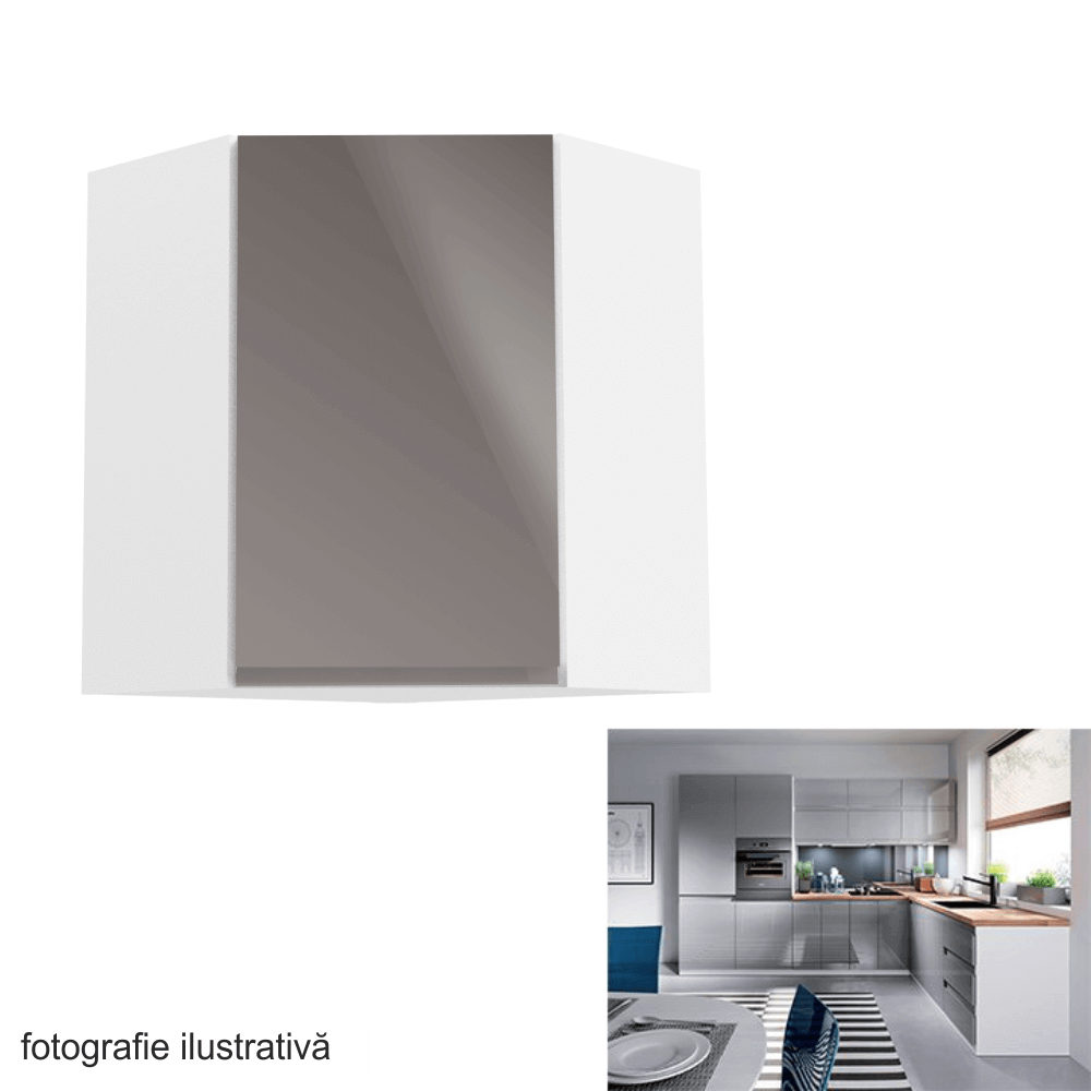 Dulap superior, alb/gri extra lucios, AURORA G60N