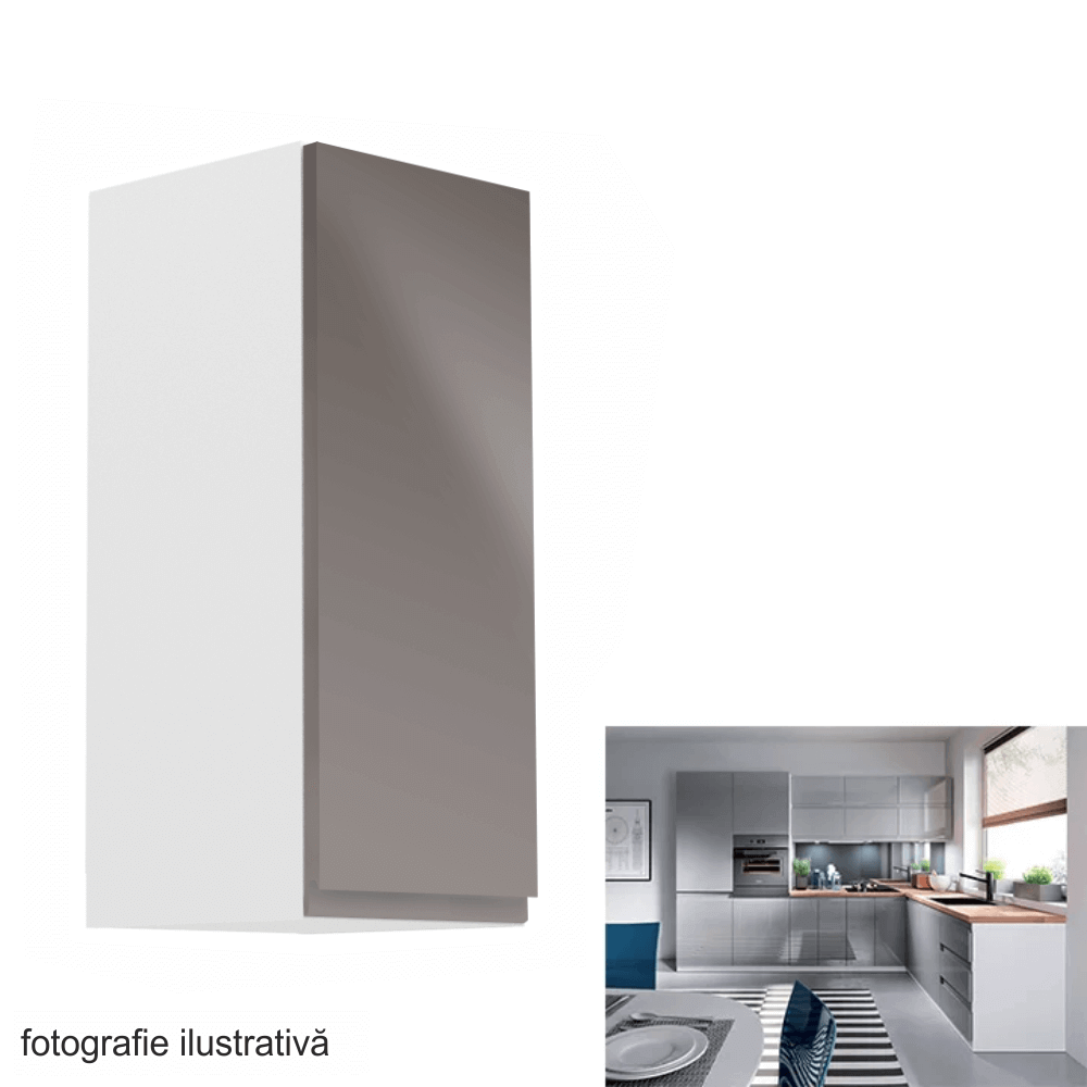 Dulap superior, alb/gri extra lucios, dreapta, AURORA G30