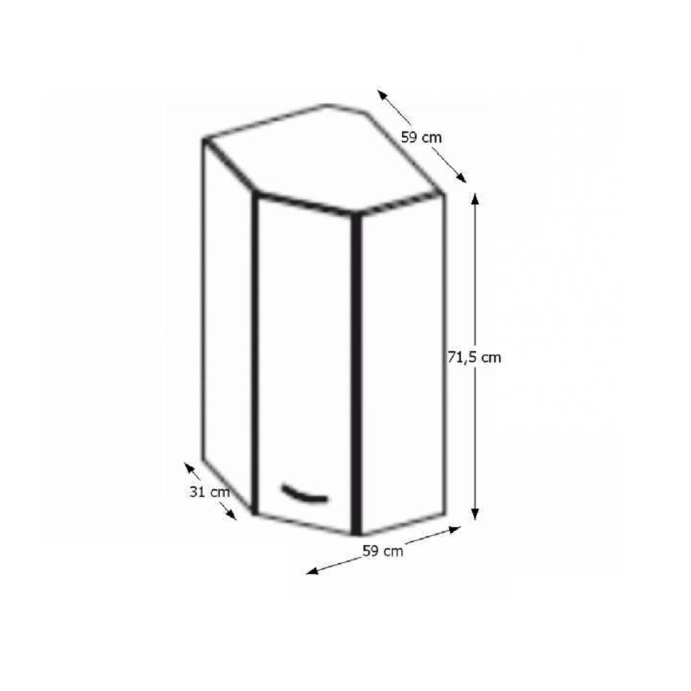 Dulap superior, alb extra lucios, PRADO 60/60 N G-72