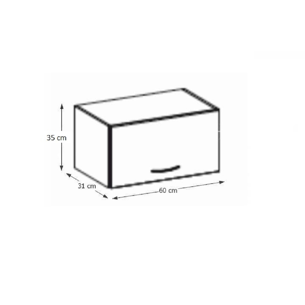 Dulap superior, alb extra lucios, PRADO 60 OK-40