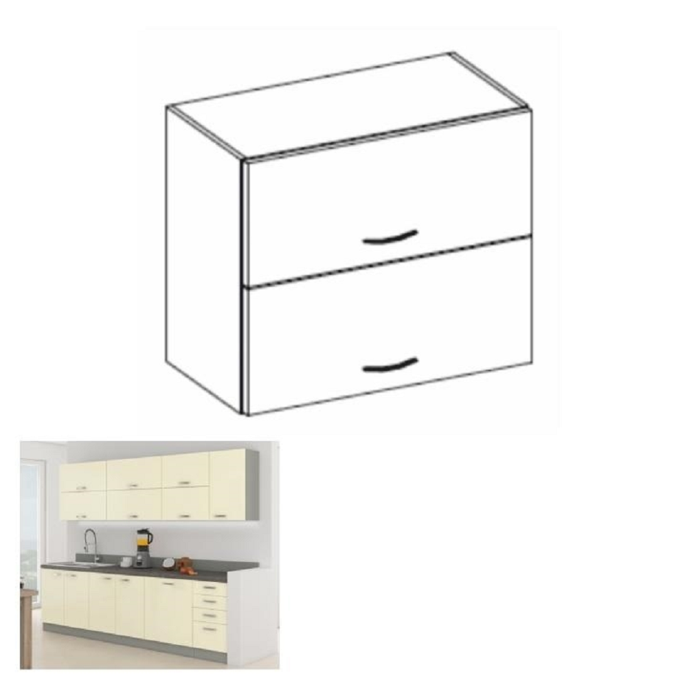 Dulap superior, crem extra lucios/gri, PRADO 80 GU-72
