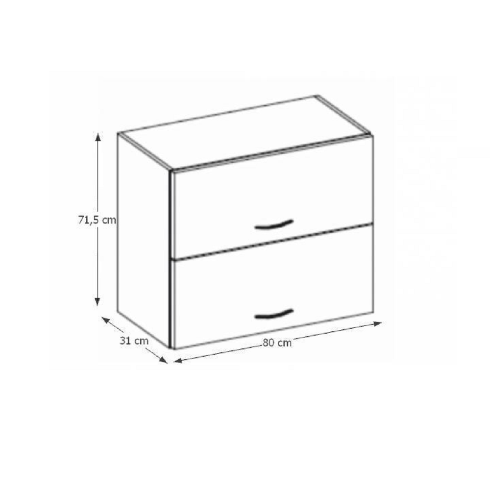 Dulap superior, crem extra lucios/gri, PRADO 80 GU-72