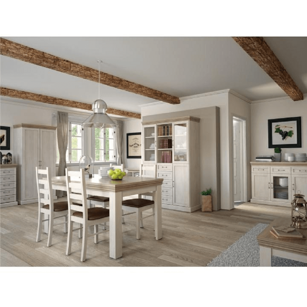 Masă extensibilă pentru dining, pin nordic/stejar sălbatic, 160-203x90 cm, ROYAL ST