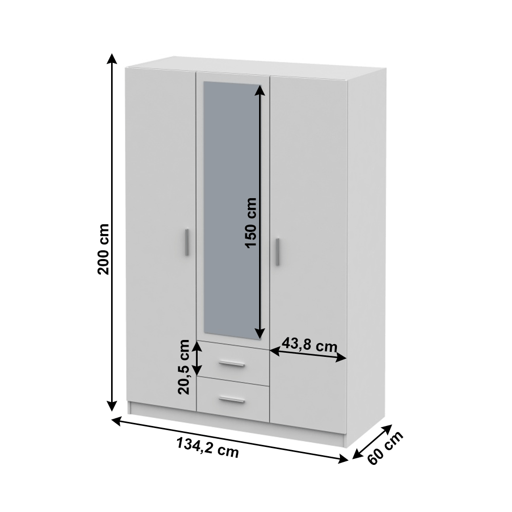 Dulap, pal melaminat, alb, INVITA Tip 2