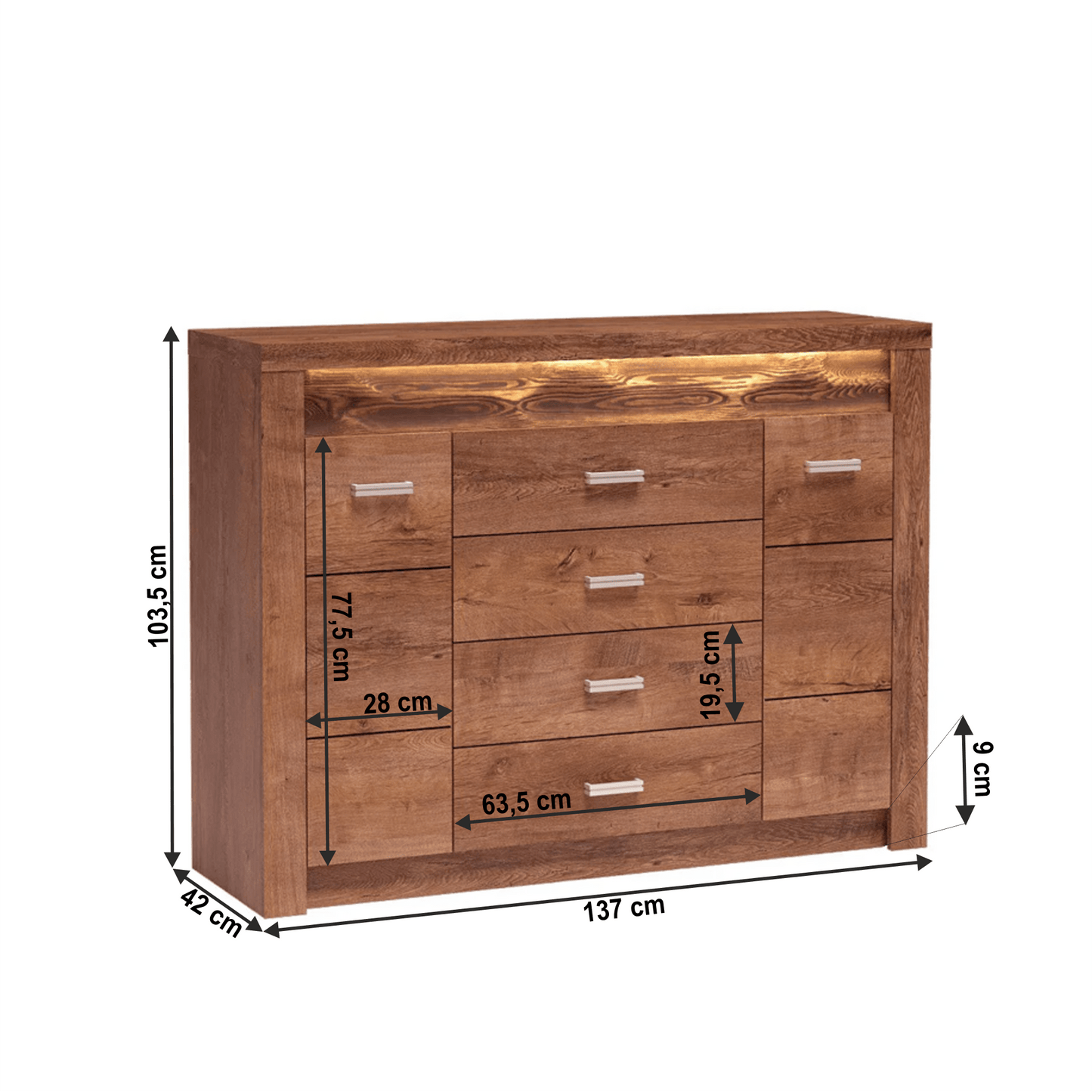 Comodă, frasin deschis, INFINITY I-07