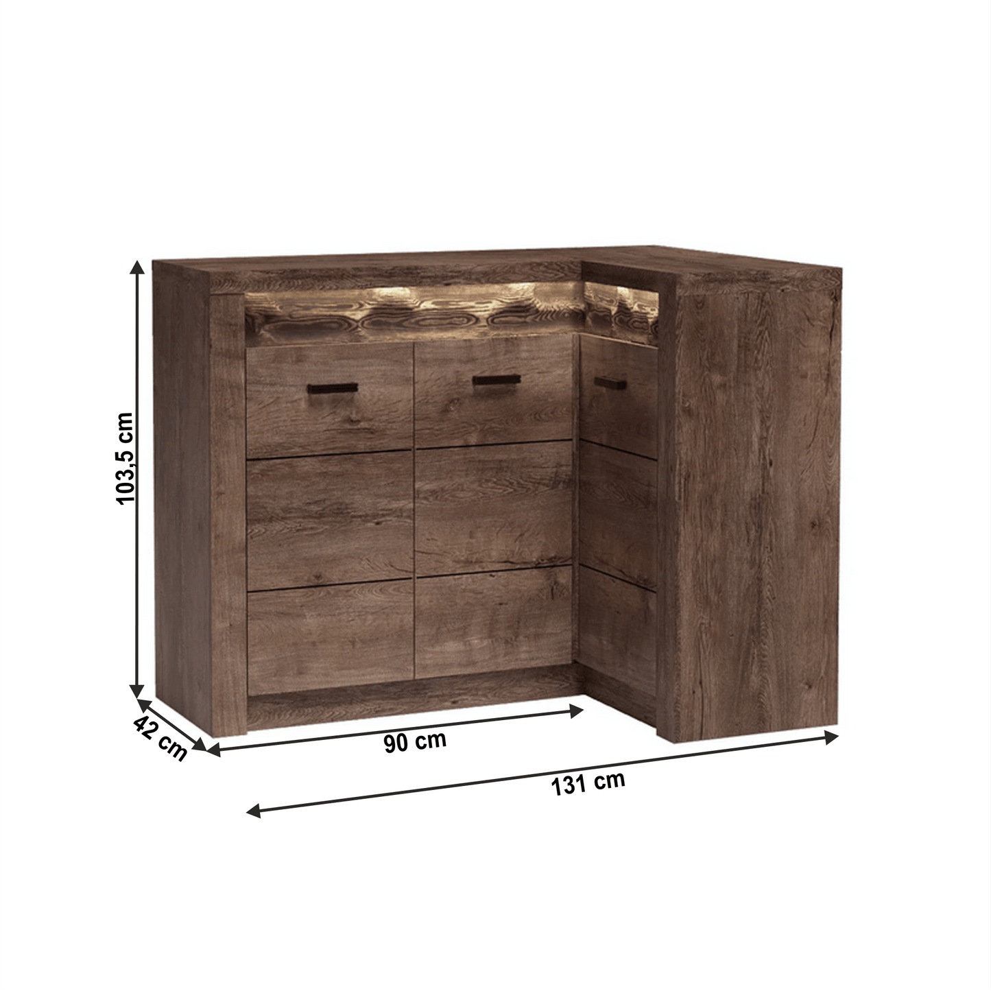 Comodă de colţ, frasin închis, INFINITY I-15