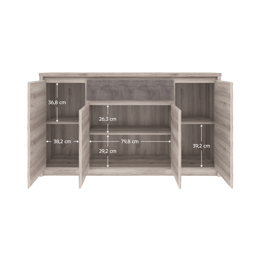 Comodă 4D1S, castan Nairobi / onix, JESI