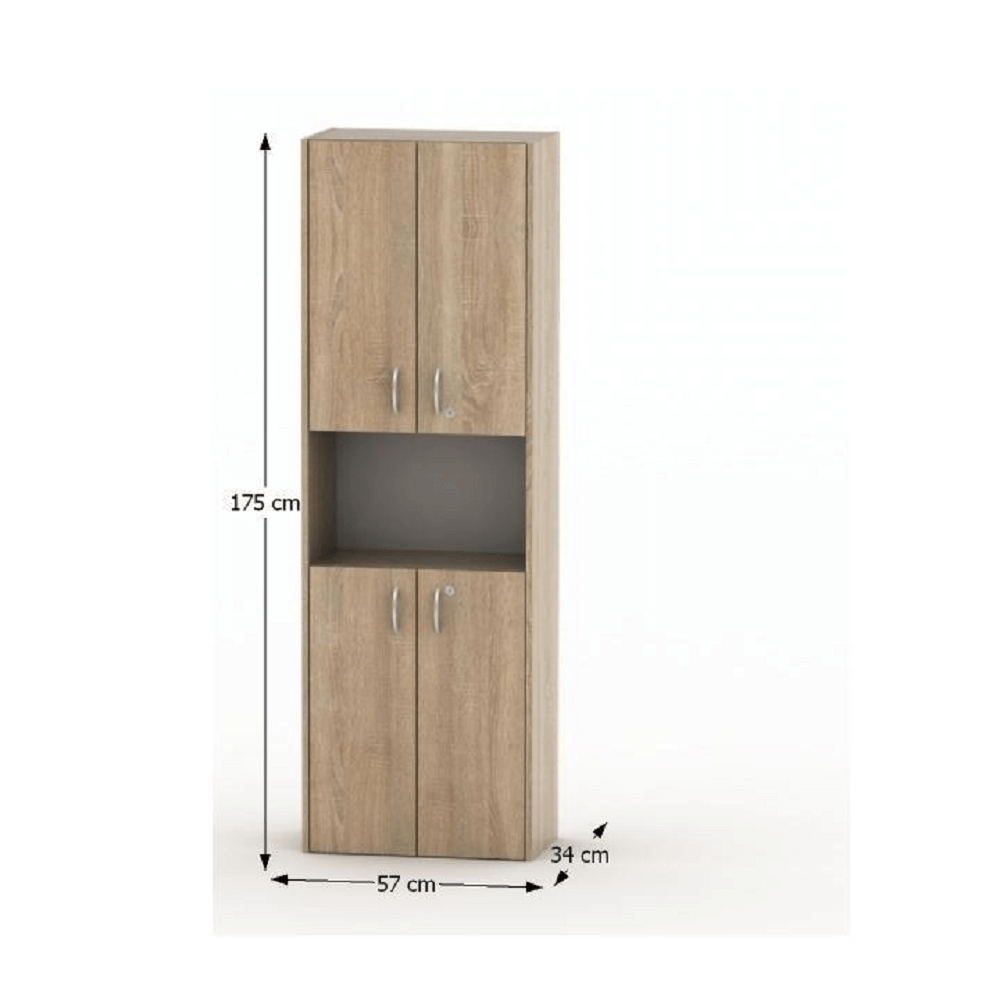 Dulap cu 4 uşi şi 1 nişă, stejar sonoma, TEMPO ASISTENT NEW 003