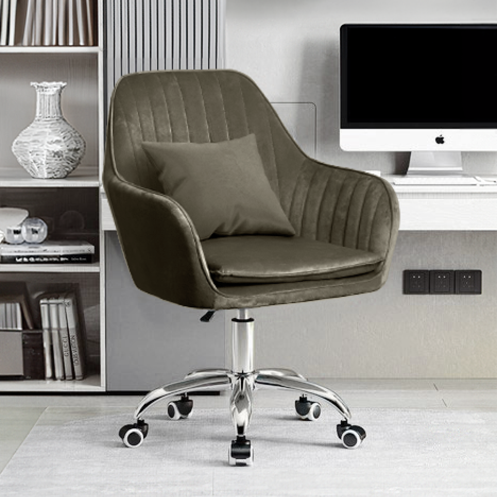 Scaun de birou, gri-maro Taupe ţesătură Velvet/crom, KLIAN