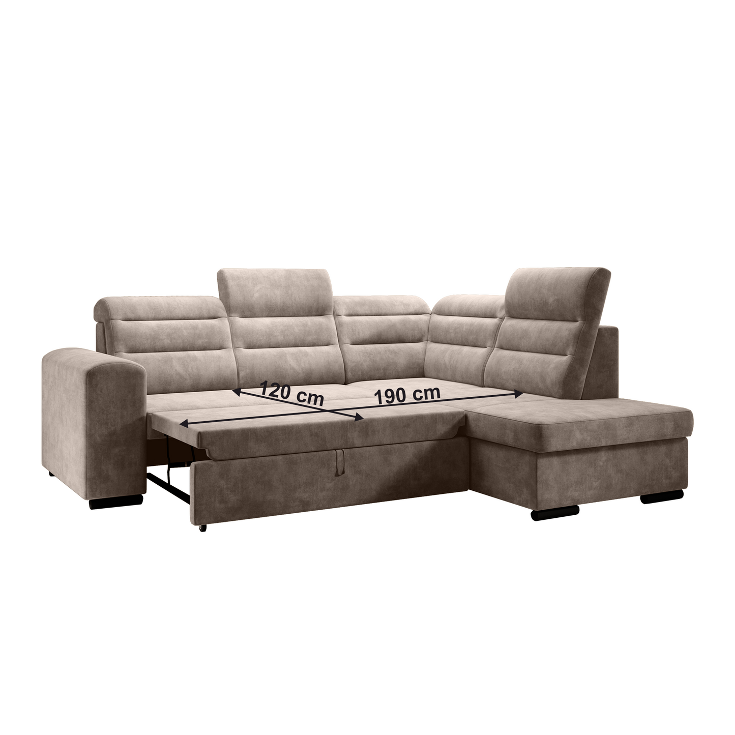 Canapea extensibilă, gri-maro Taupe, dreapta, KLOUDY ROH