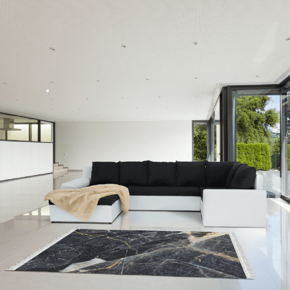 Covor, model albastru închis marmură, 80x150, RENOX TYP 1