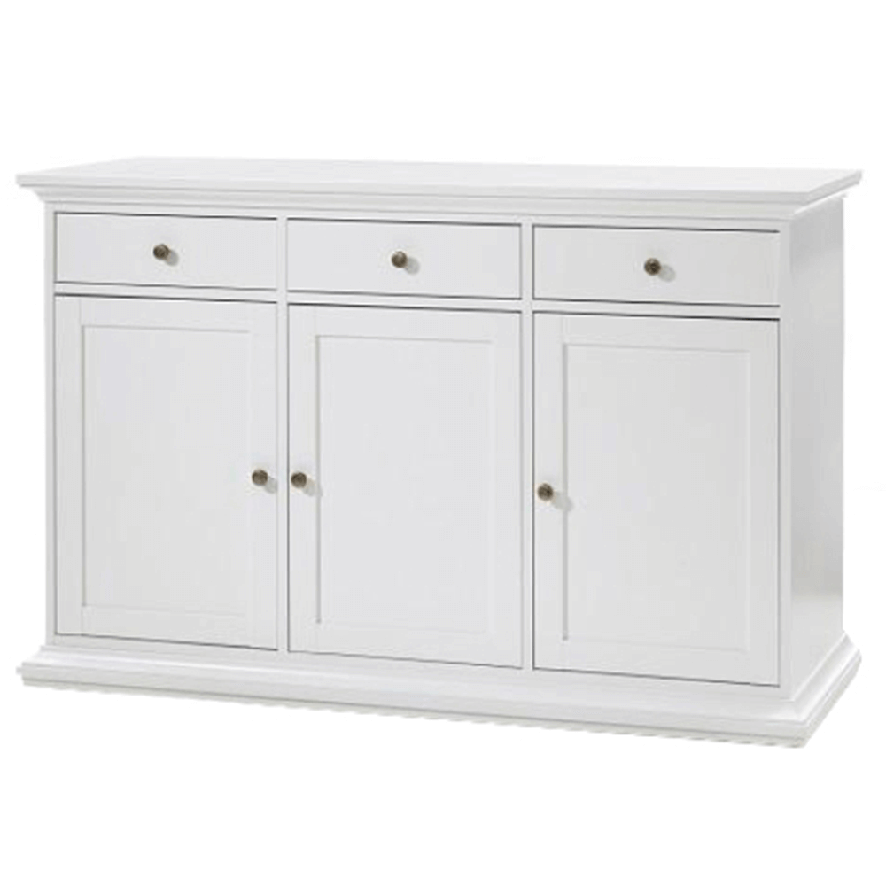 Comodă, PAL înfoliat/MDF lăcuit, alb, PARIS 77824