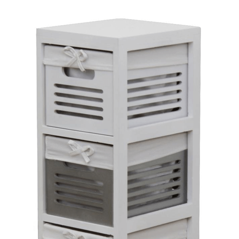 Comodă 3 coşuri, alb/gri, BIBI 3