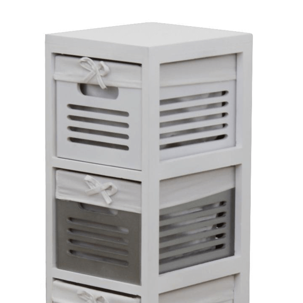 Comodă 4 coşuri, alb/gri, BIBI 4