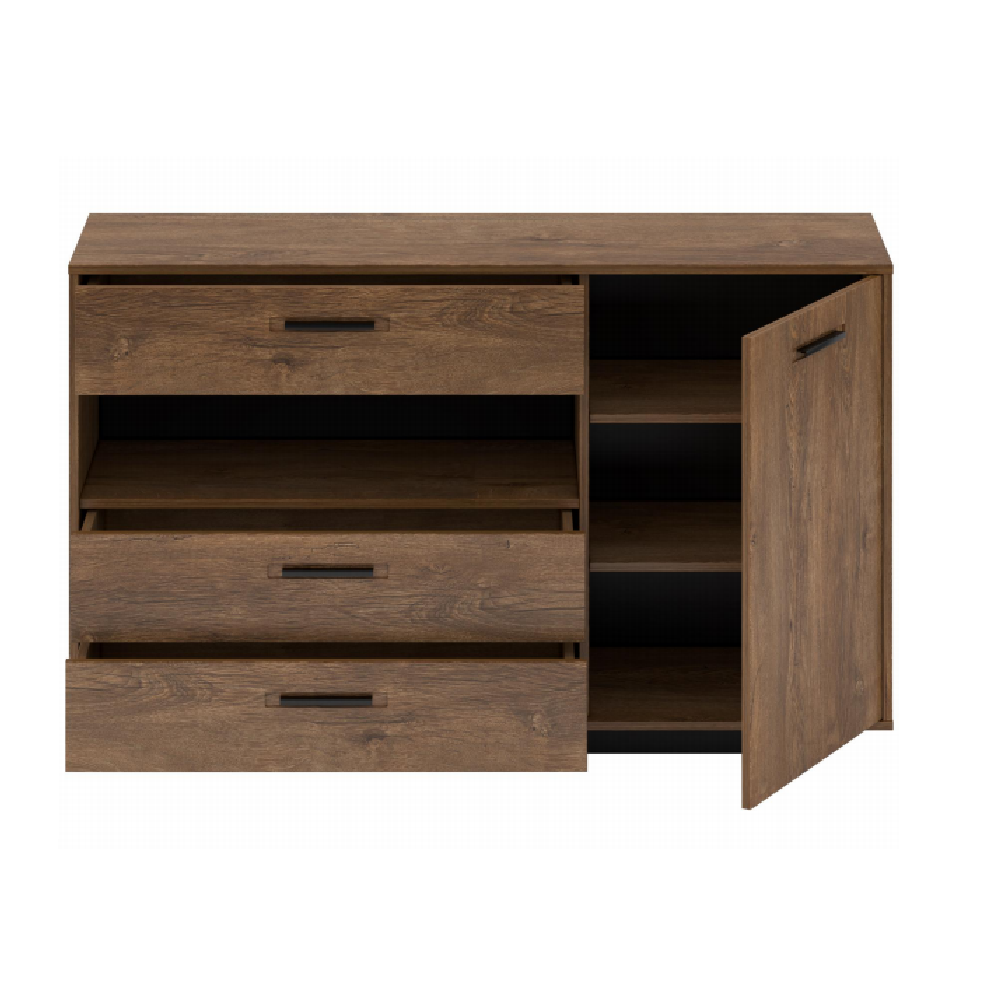 Comodă, stejar bolzano / negru, DELIS E