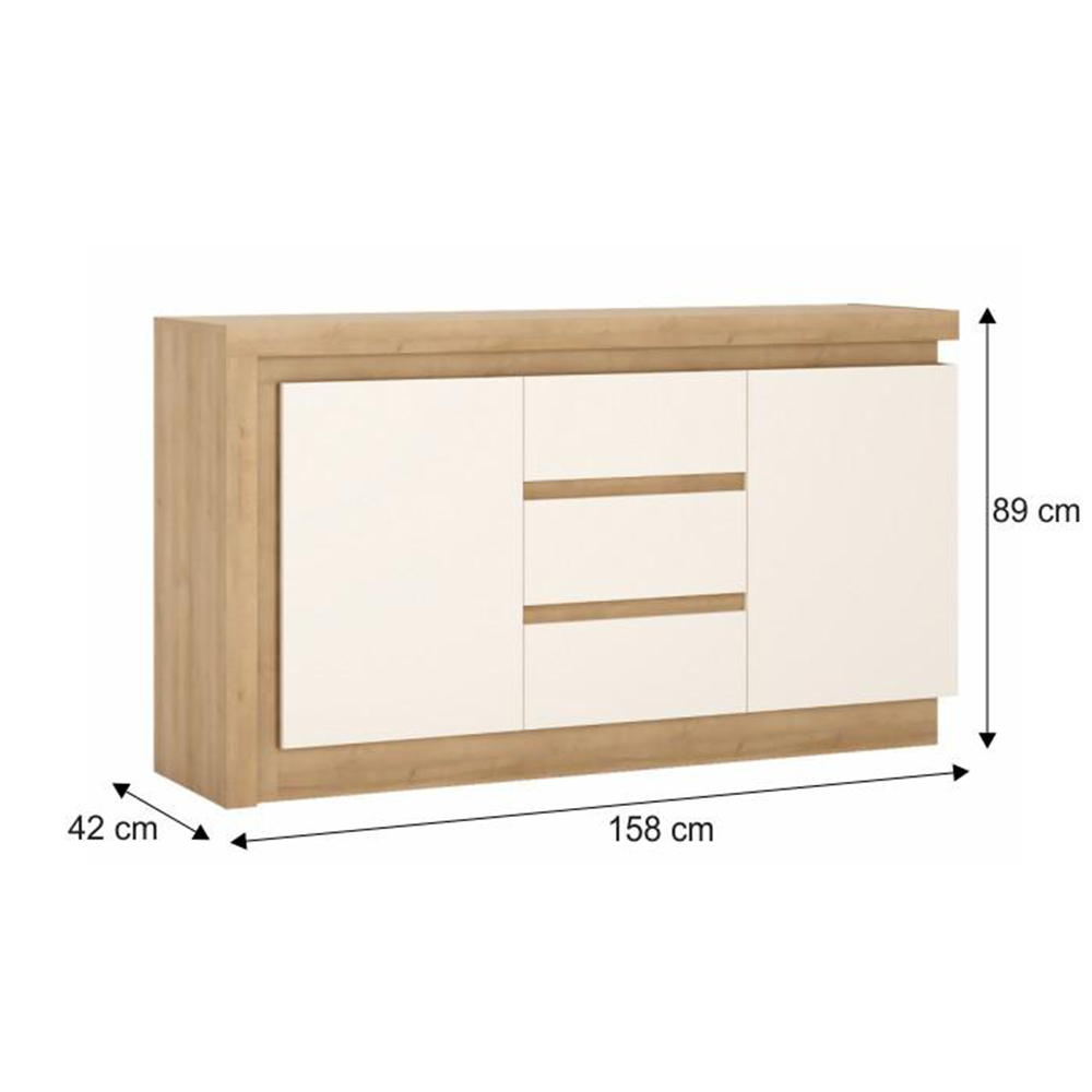 Scrin LYOK01, stejar riviera/alb cu luciu extra ridicat, LEONARDO