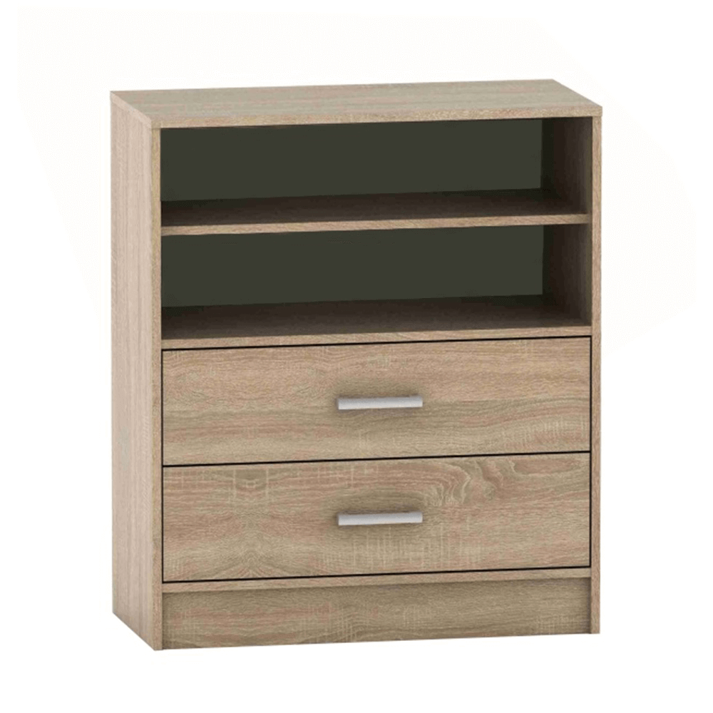 Comodă cu 2-sertare şi raft, stejar sonoma, BETTY 4 BE04-013-00