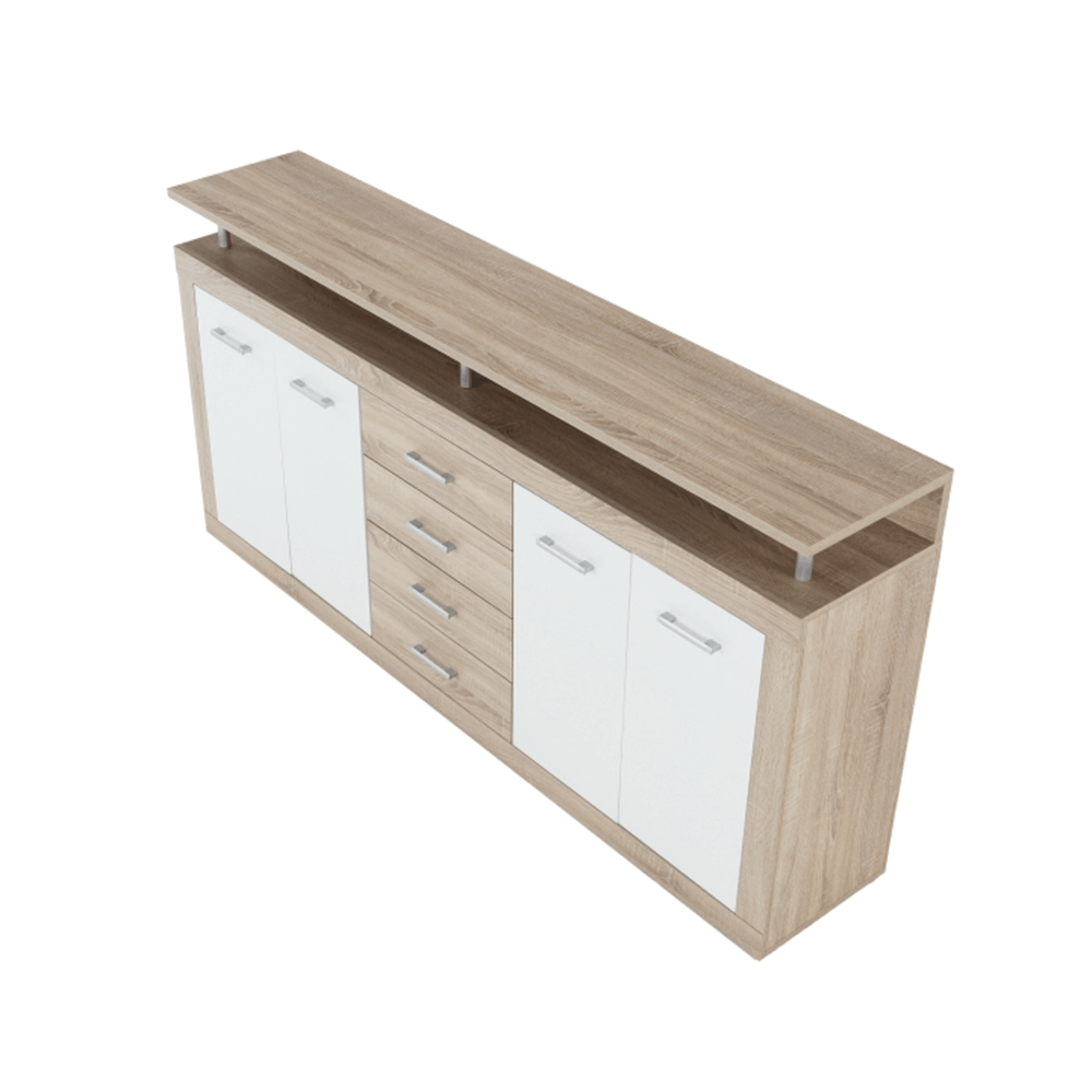 Comodă, stejar sonoma/albă, JUNO - JACHIM NEW