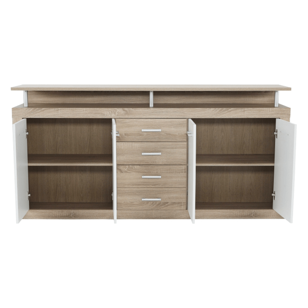 Comodă, stejar sonoma/albă, JUNO - JACHIM NEW