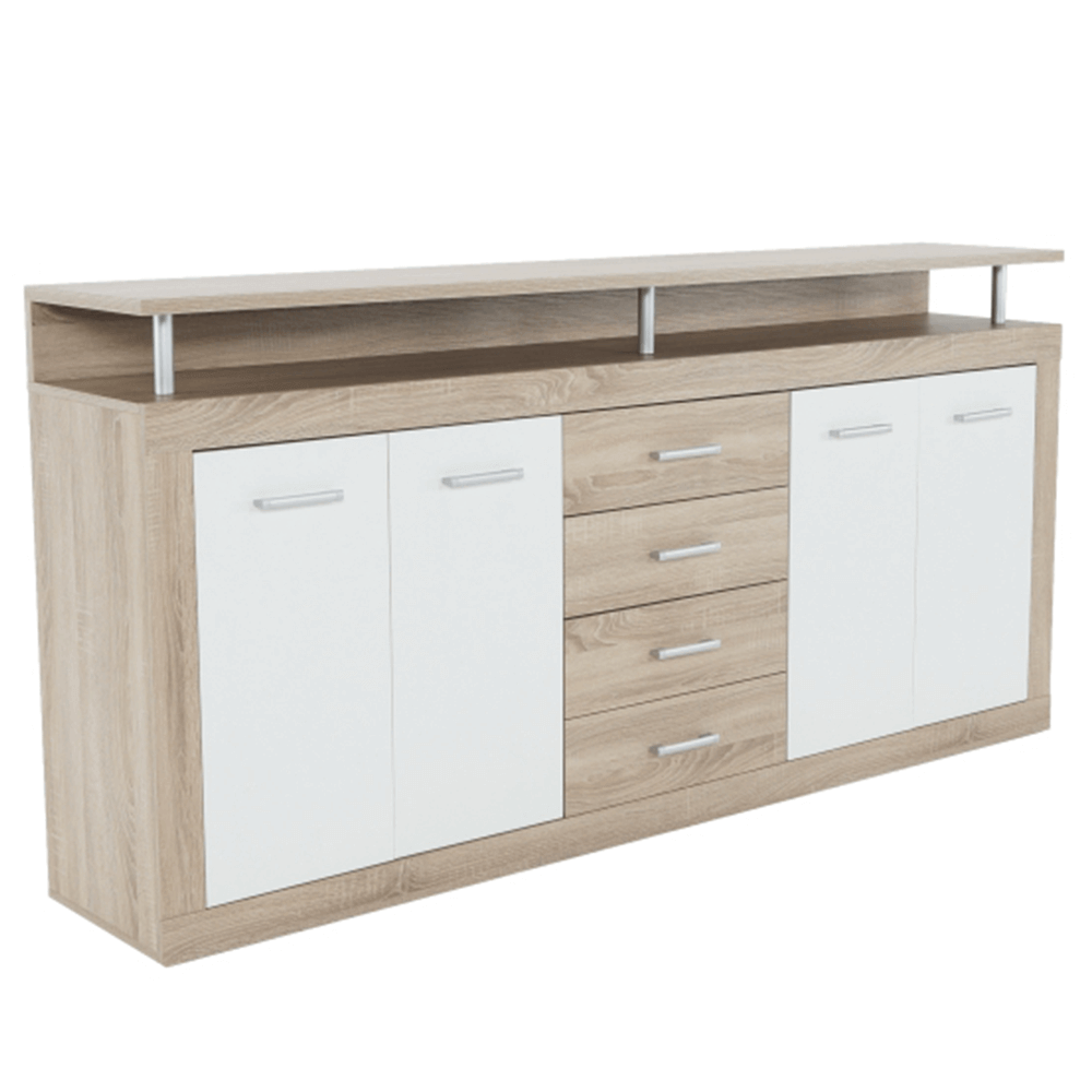 Comodă, stejar sonoma/albă, JUNO - JACHIM NEW