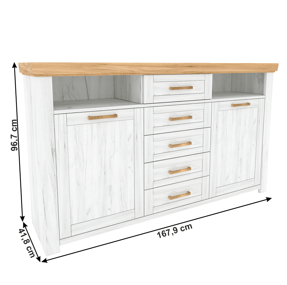 Scrin E, stejar craft auriu / stejar craft alb, SUDBURY