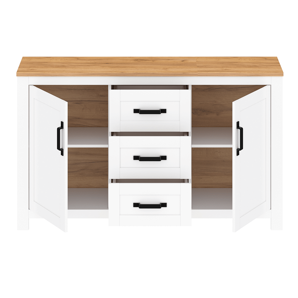 Scrin, alb alba / stejar craft auriu, LANZETTE E