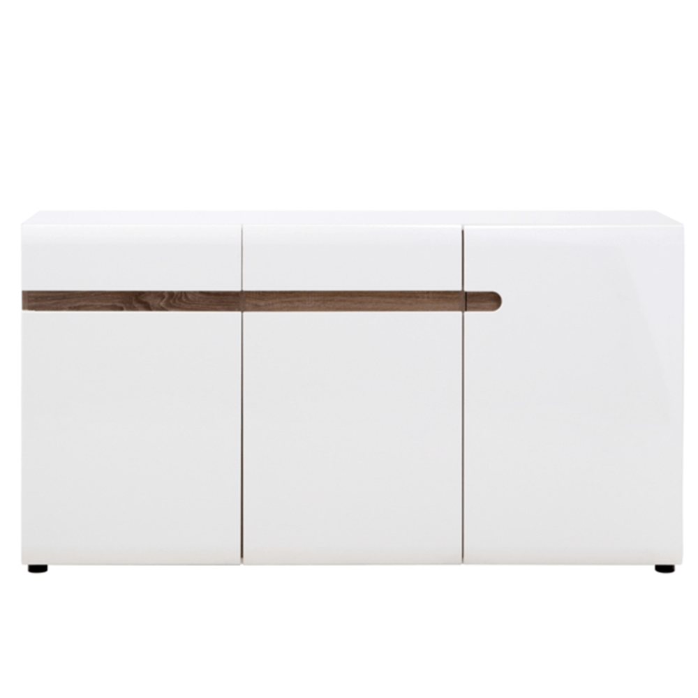 Comodă, albă strălucitoare HG/stejar sonoma închis, LYNATET TYP 40