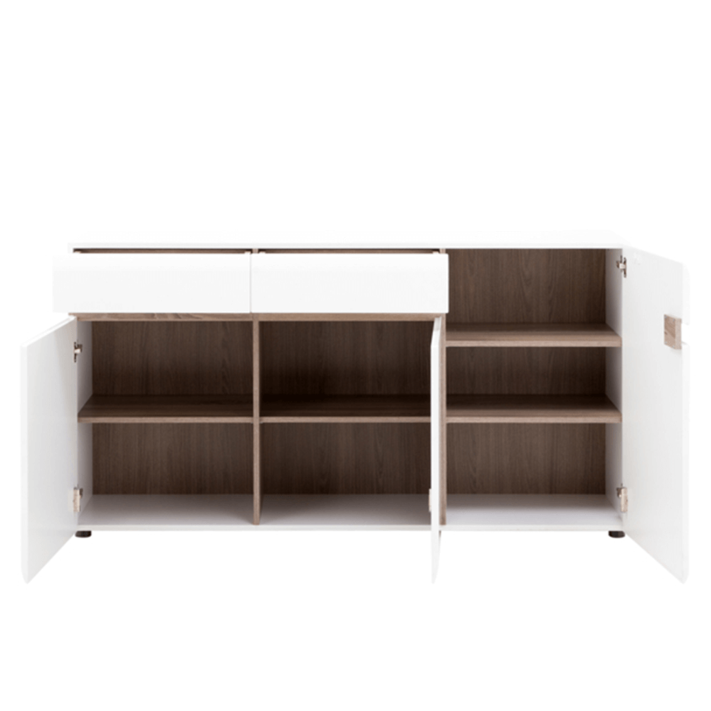 Comodă, albă strălucitoare HG/stejar sonoma închis, LYNATET TYP 40