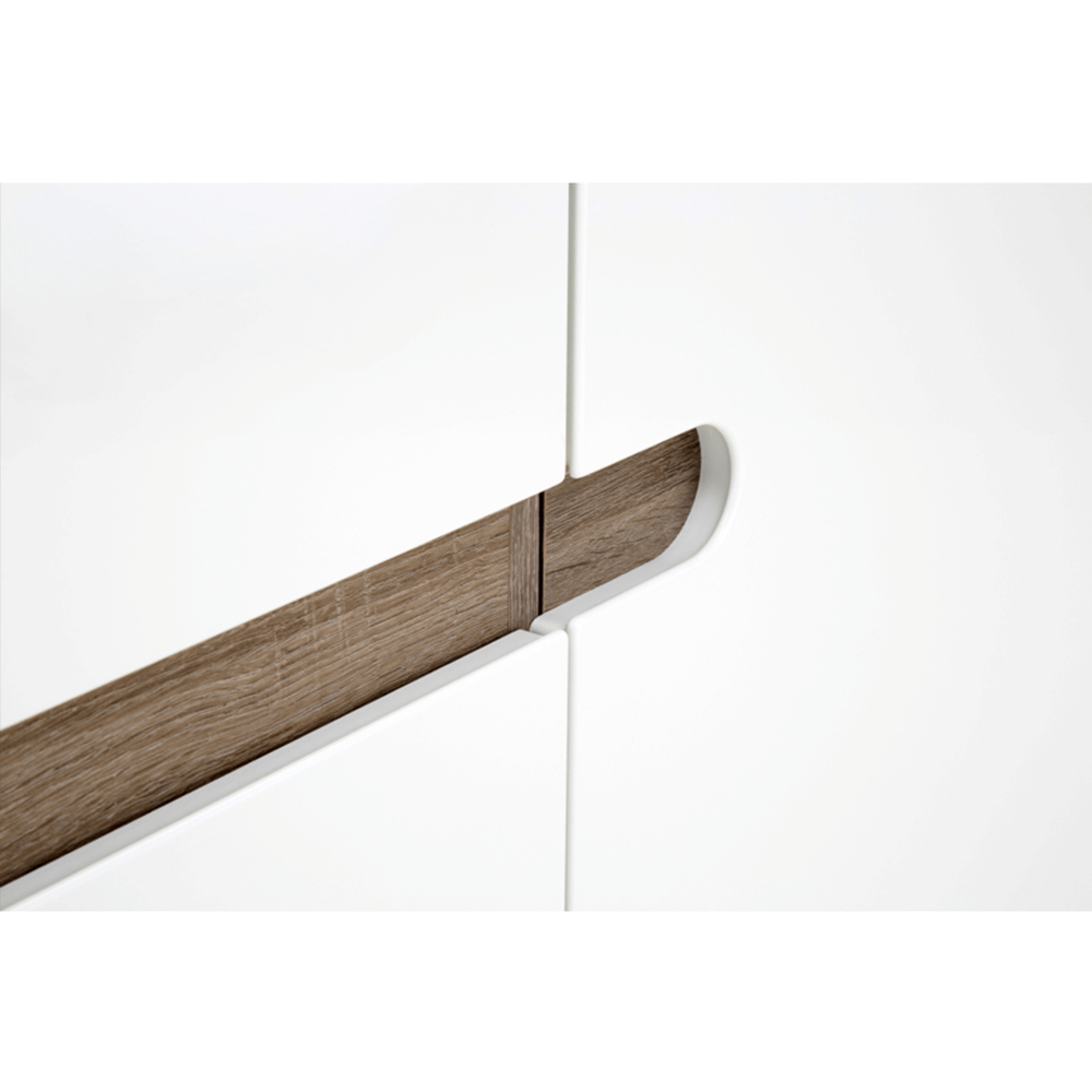 Comodă, albă strălucitoare HG/stejar sonoma închis, LYNATET TYP 40