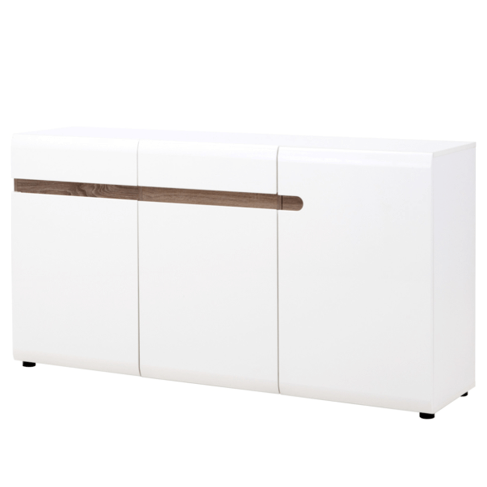 Comodă, albă strălucitoare HG/stejar sonoma închis, LYNATET TYP 40