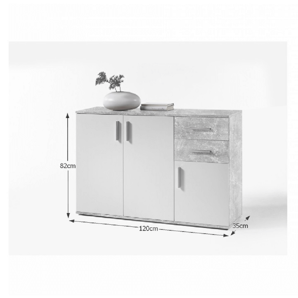 Comodă, alb/ciment, POPPY 2