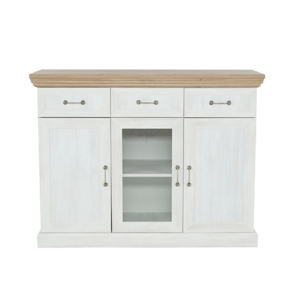 Comodă cu trei uşi, pin nordic/stejar sălbatic, ROYAL K1S